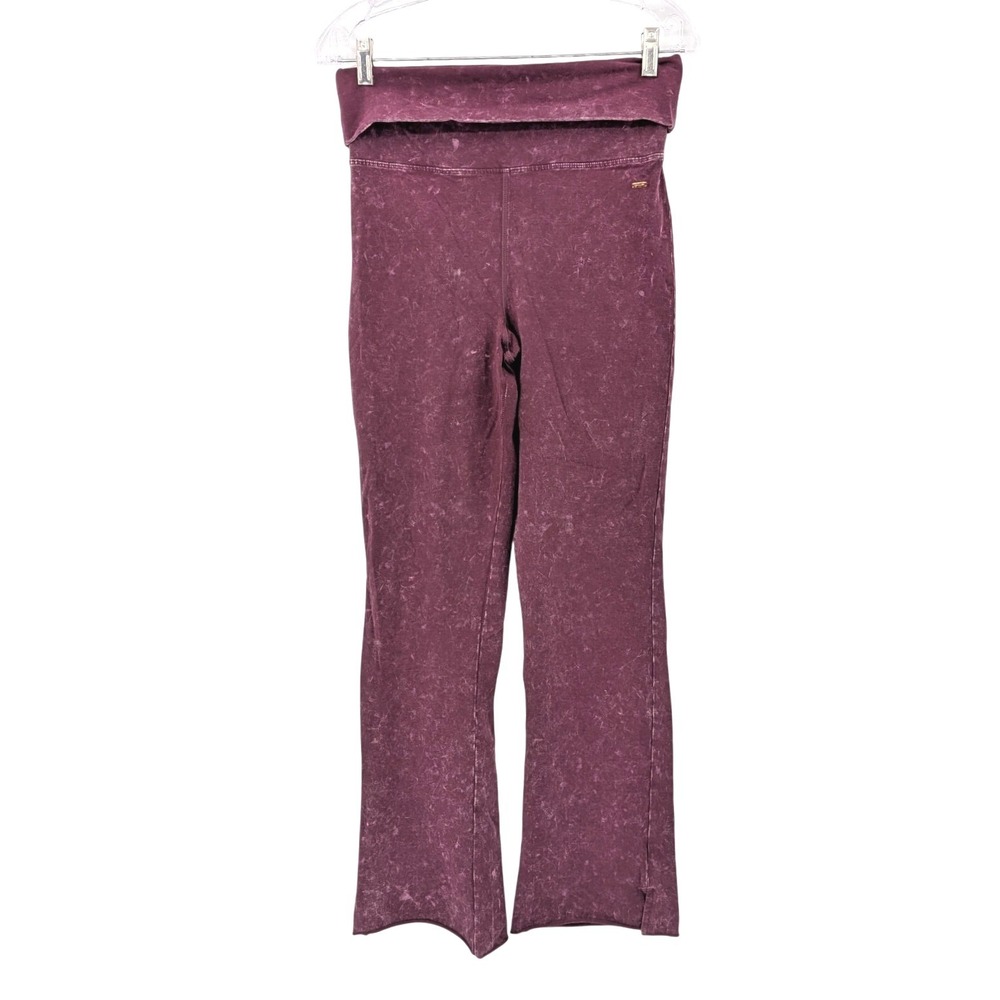 Y2K Victoria's Secret Pink Foldover Yoga Pants Burgundy Flare‎ Leg Size L